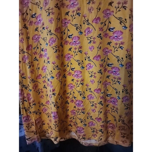 Kate & Mallory Yellow Floral Round Neck Lace Pullover Blouse Large New B7 Nice - Picture 5 of 6